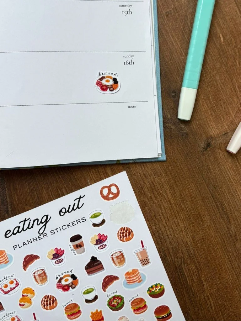 Eating Out Planner Stickers - Food Themed Calendar Sticker Sheet
