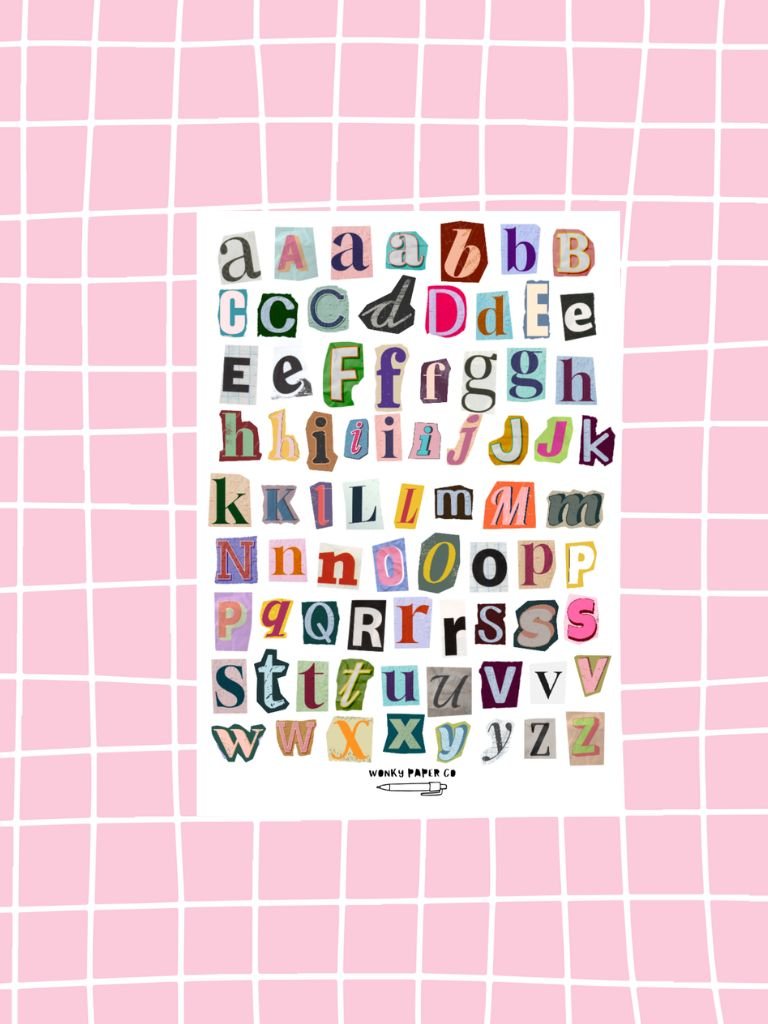 Magazine Cut Out Letter Stickers - Ransom Note Style Alphabet Sticker Sheet