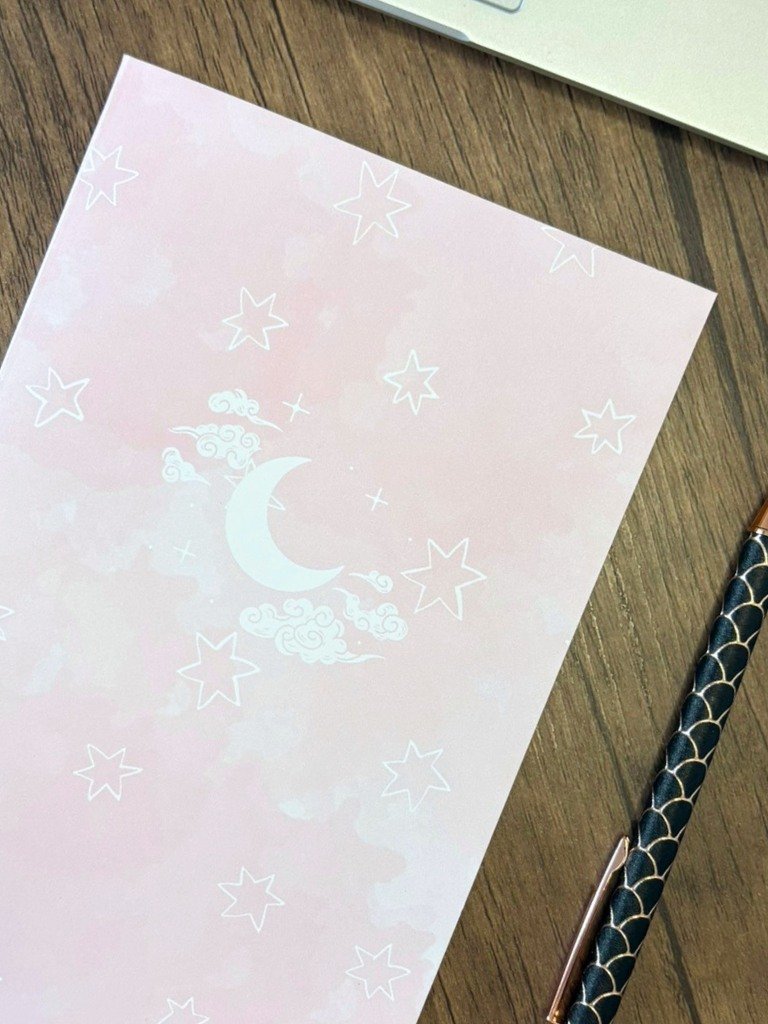 Dreamy Pink Star And Moon A5 Journal | Handmade Paper Notebook