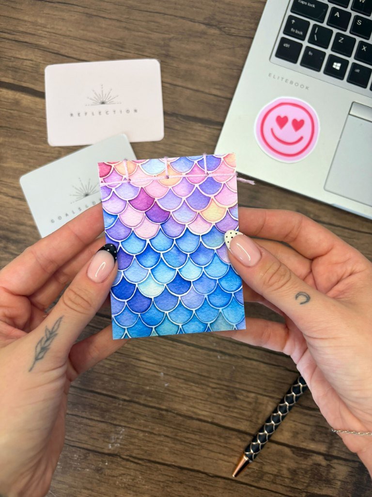 Handmade Mini Notebook - Rainbow Mermaid Pocket Journal