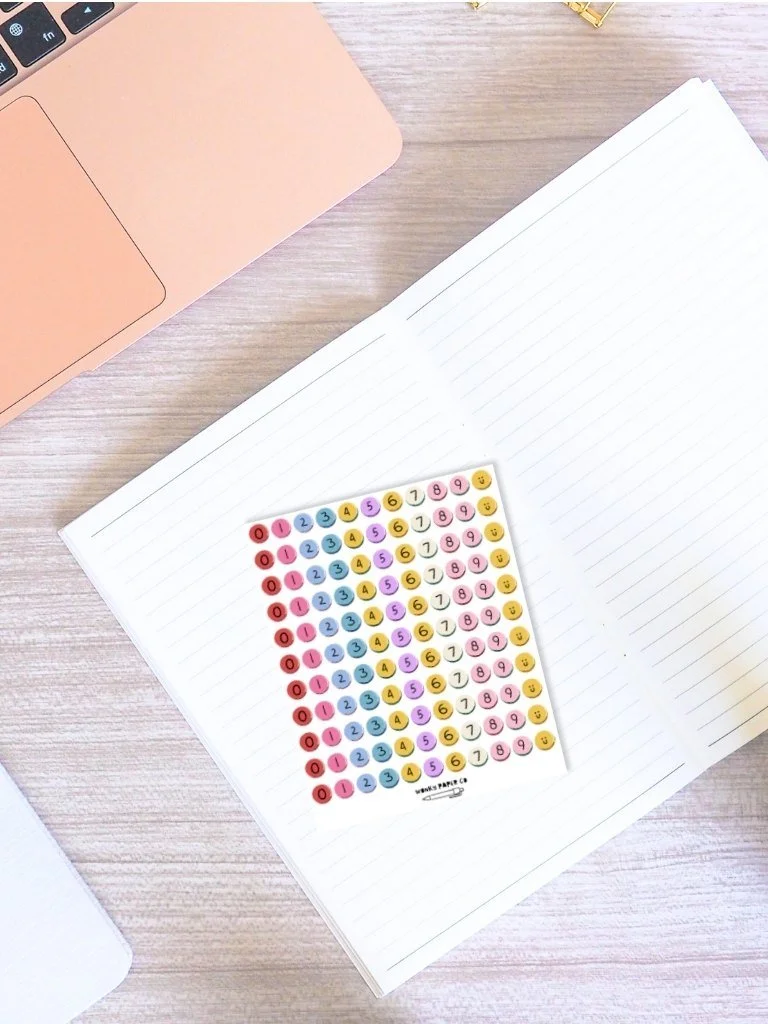 Friendship bracelet bead sticker sheet - number stickers for journaling