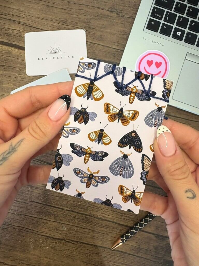 Handmade Mini Moth Notebook - Cute Handmade Insect Art Journal