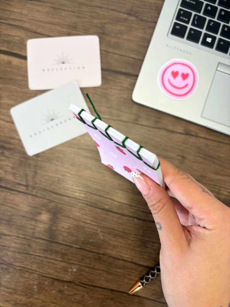 Handmade Pink Mini Notebook With Strawberries
