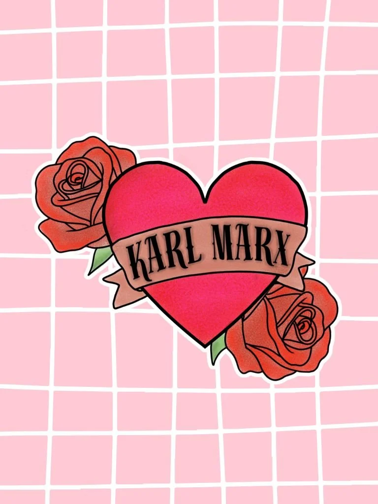 I Love Karl Marx Vinyl Sticker - Hand Drawn Sticker For Socialism & Communism