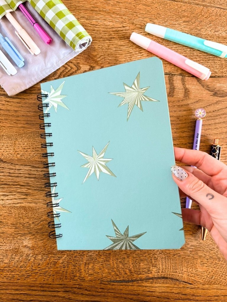 Star Burst A5 Journal - Handmade A5 Spiral Bound Notebook