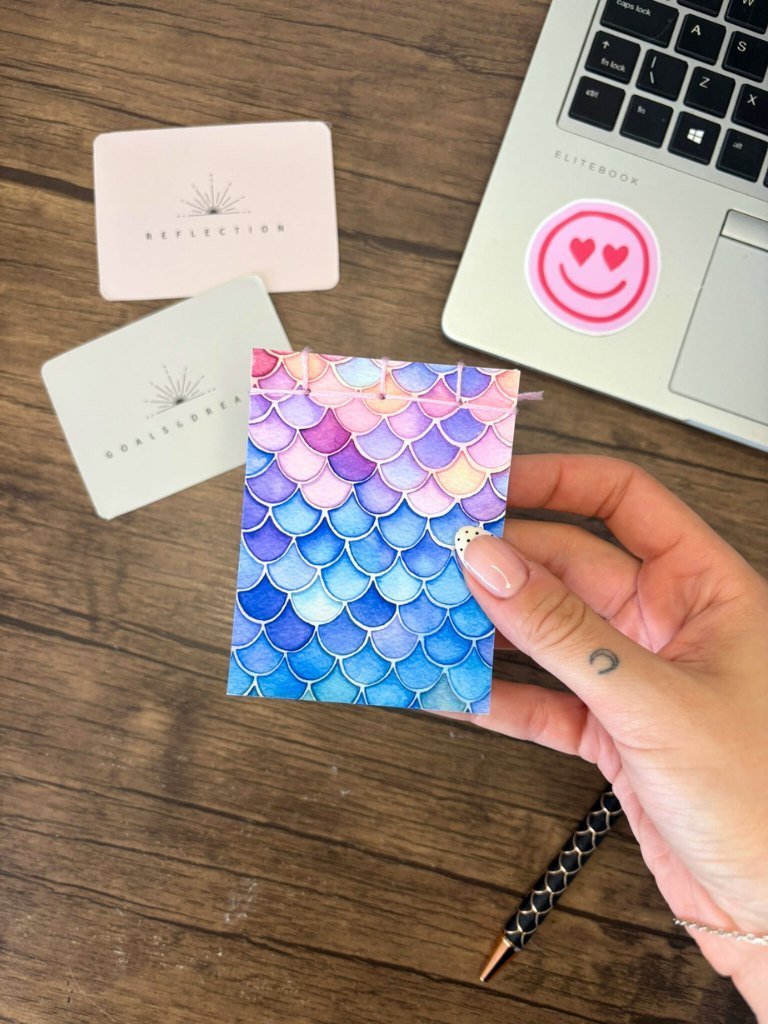 Handmade Mini Notebook - Rainbow Mermaid Pocket Journal