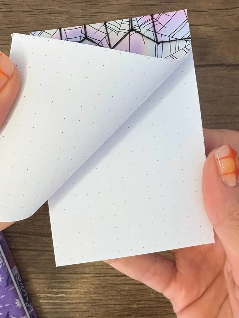 Mini Handmade Notebook With Spider Web Design | Halloween Stationery