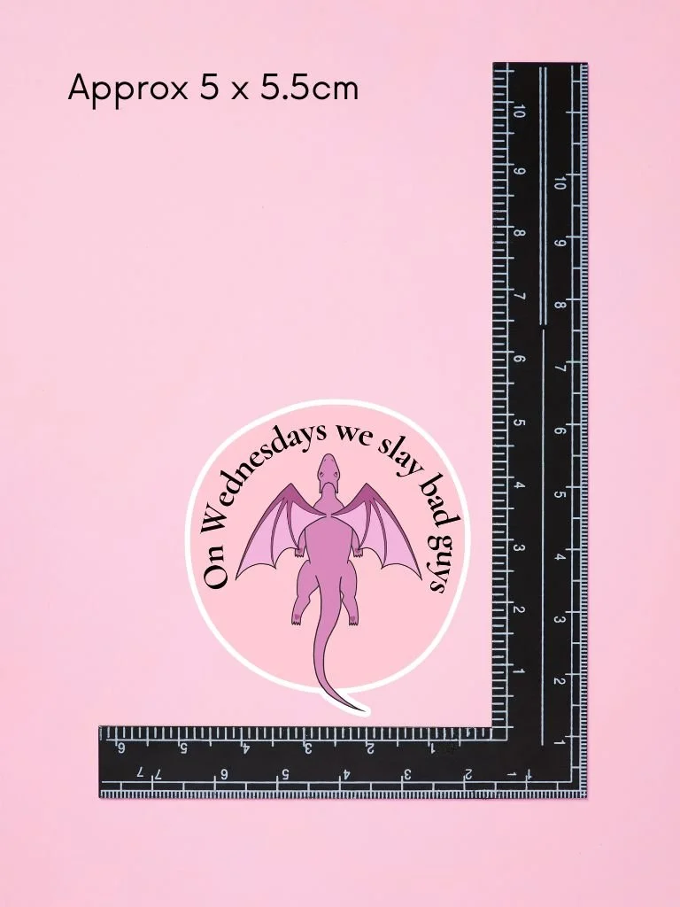 Hand Drawn Pink Dragon Sticker with Mean Girls Quotes