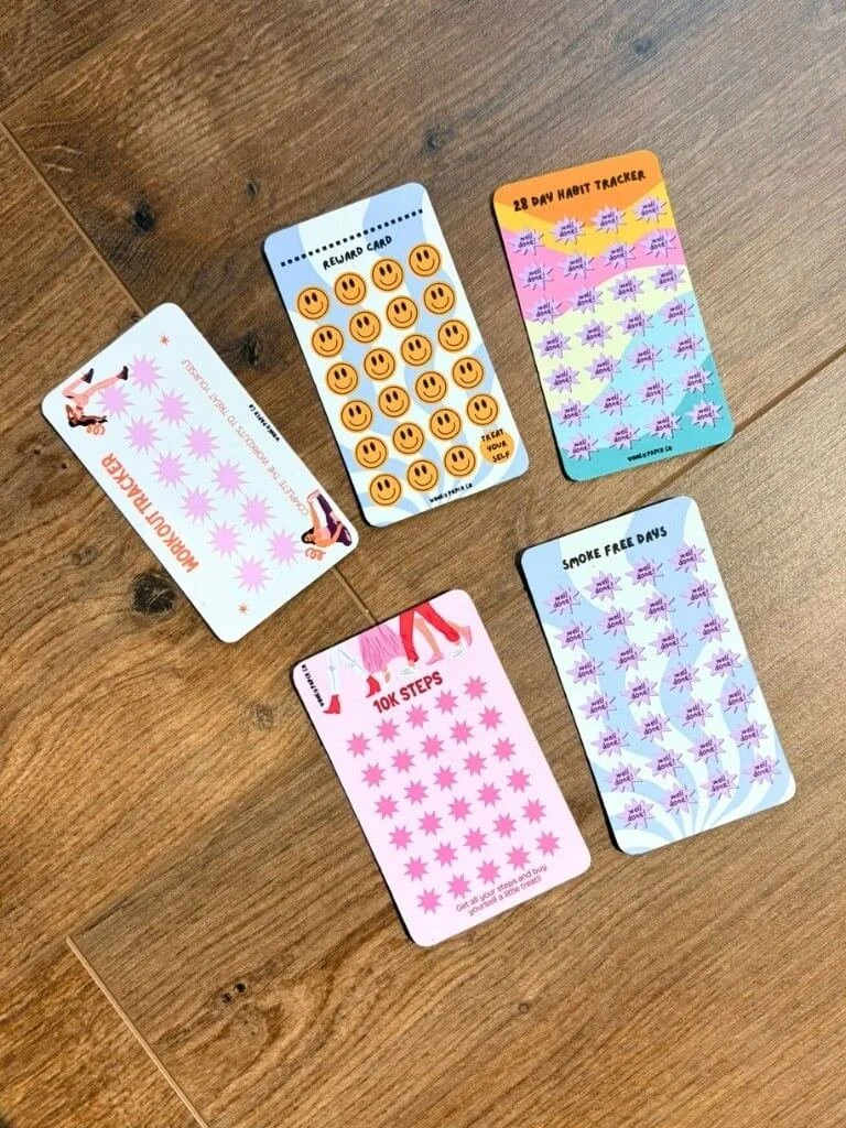 Punch Card Habit Trackers - Handmade Reward Cards For Goal Tracking