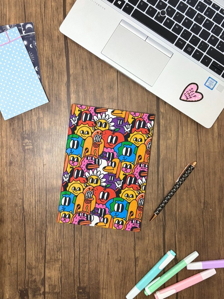 Handmade Hardcover Notebook With Cool Mascot Cartoon Characters