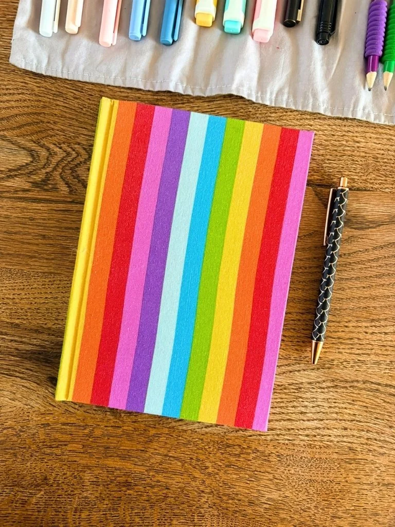 Handmade Rainbow Notebook - A5 Hardcover Striped Journal
