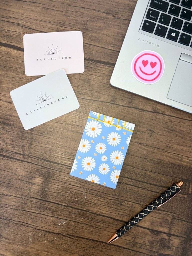 Handmade Mini Notebook With Daisy Art