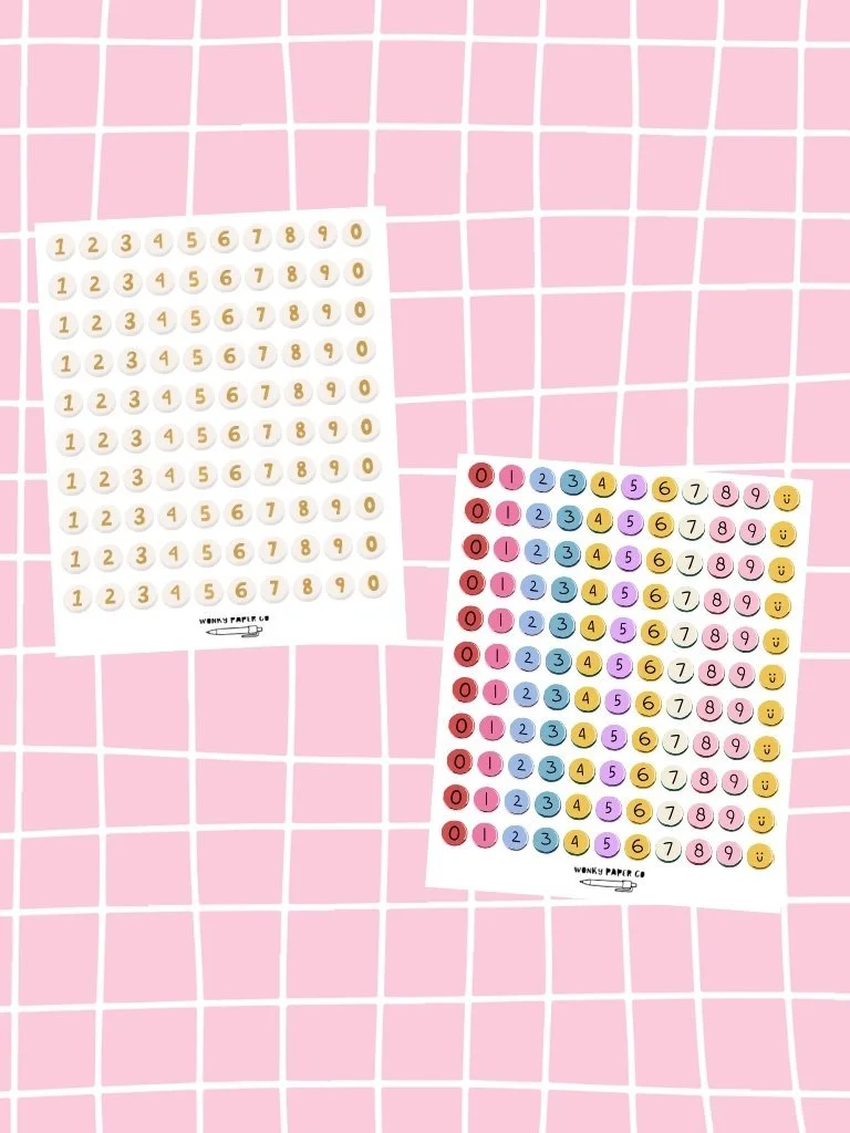 Friendship bracelet bead sticker sheet - number stickers for journaling