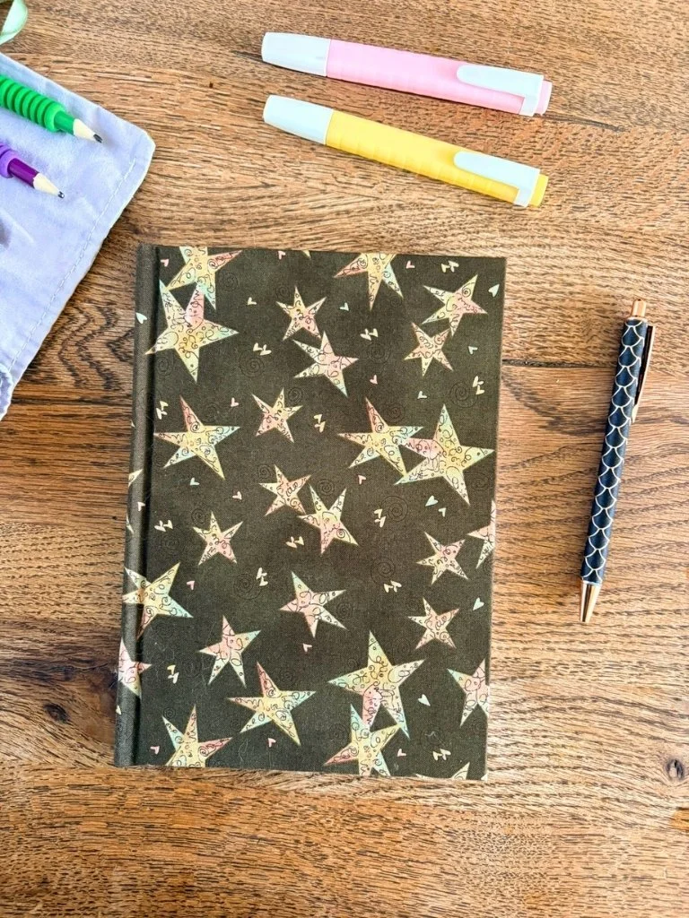 Groovy Stars Notebook - Handmade Lay Flat Journal