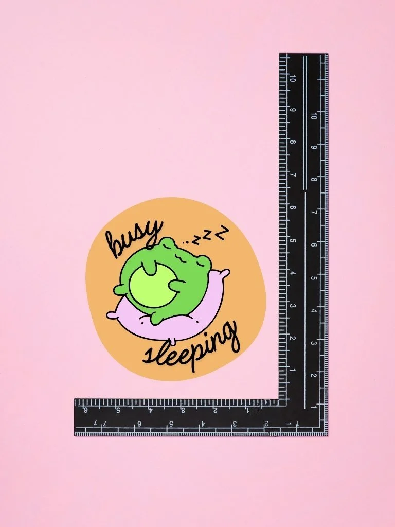 Busy Sleeping Sticker - Cute Sleeping Frog Kawaii Sticker