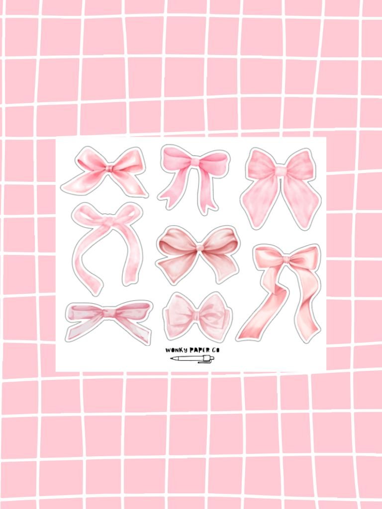 Coquette Sticker Sheet With Pink Illustrated Bows