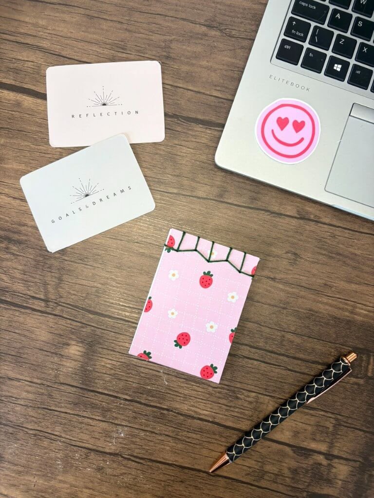 Handmade Pink Mini Notebook With Strawberries