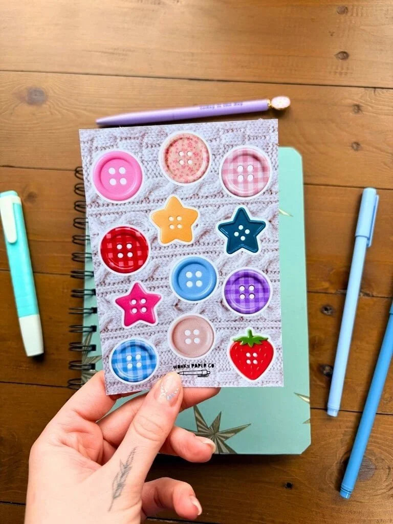 Colourful Buttons Sticker Sheet - Junk Journaling Stickers