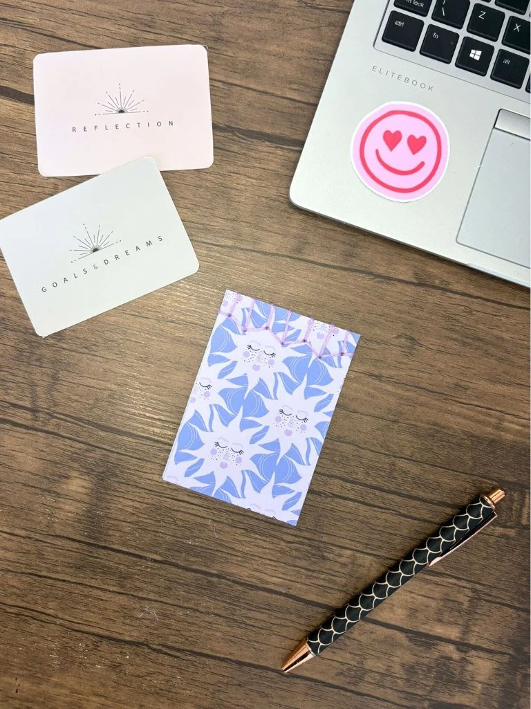 Pastel Smiling Sun Mini Handmade Notebook