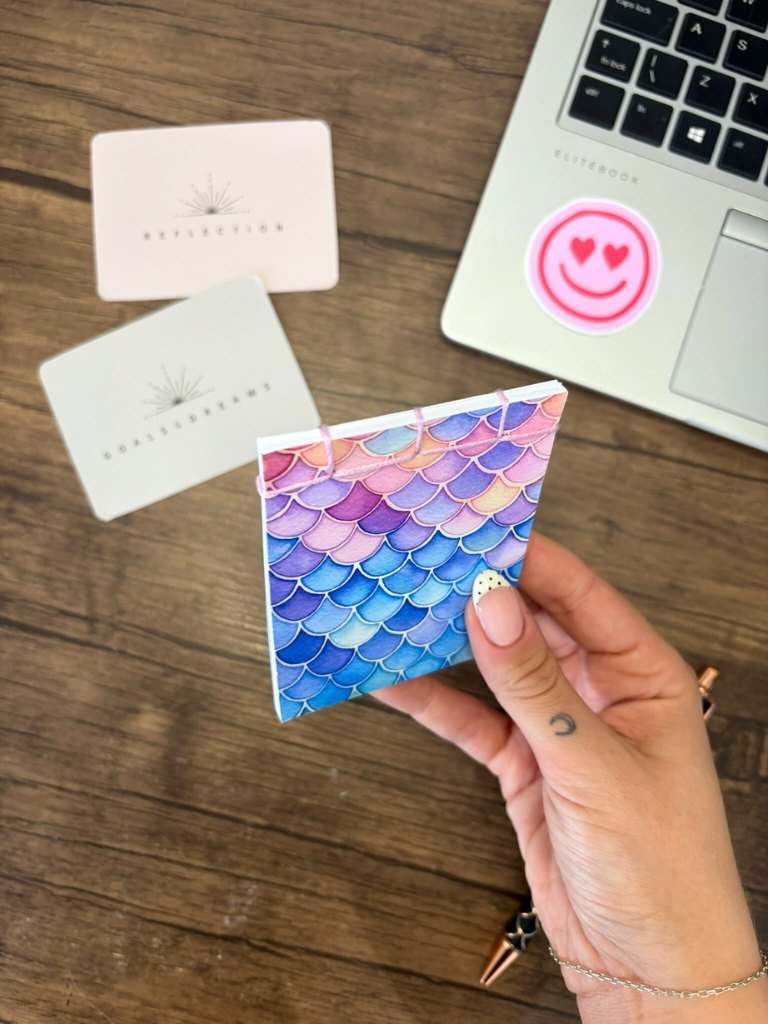 Handmade Mini Notebook - Rainbow Mermaid Pocket Journal