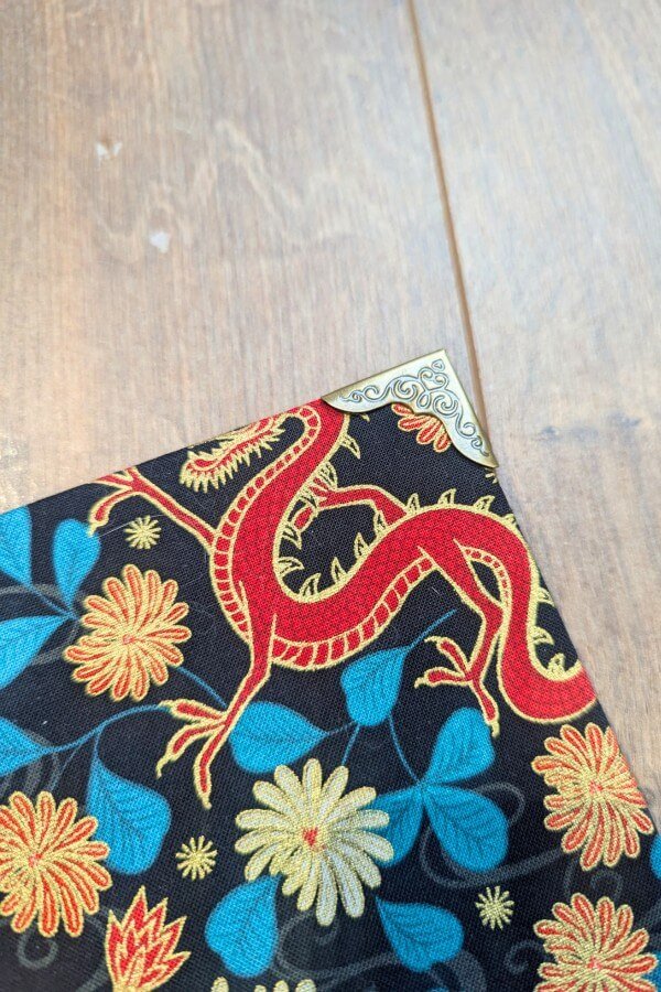 Handmade Hardcover Notebook In Black With Red And Gold Dragons