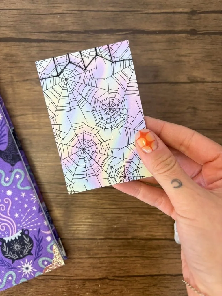 Mini Handmade Notebook With Spider Web Design | Halloween Stationery