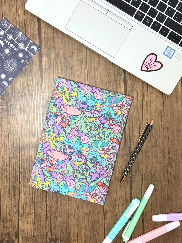 Psychedelic Shrooms Hardcover Notebook With Funky Pastel Design