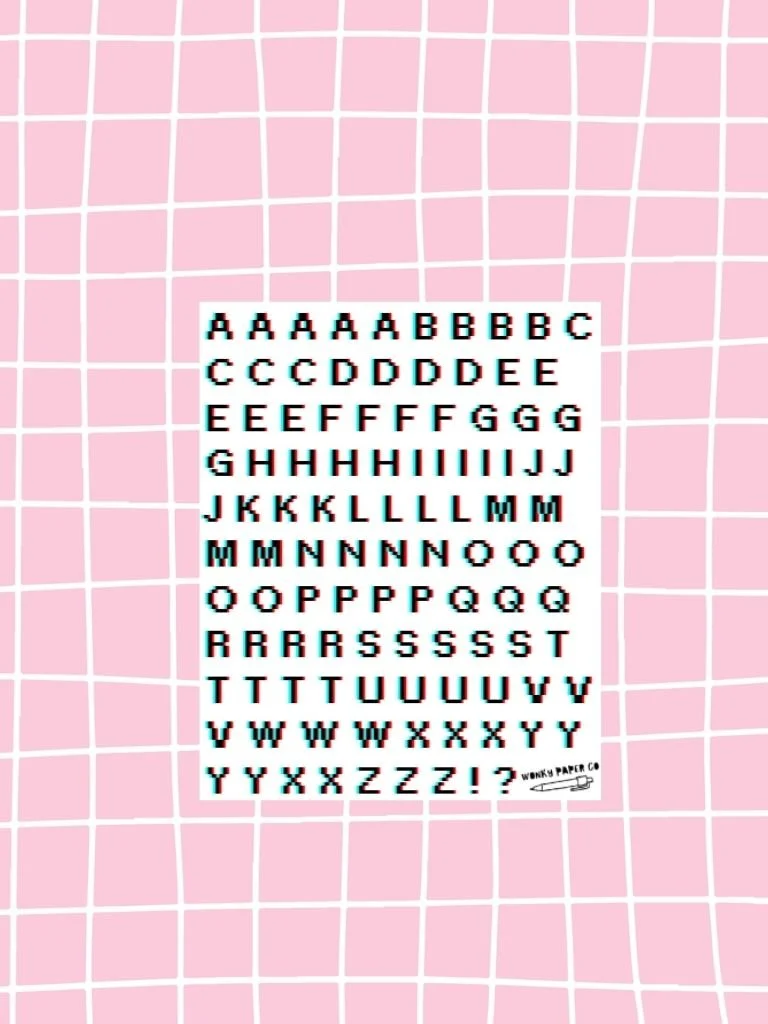 Retro Pixel Font Letter Stickers - Pixelated Alphabet Sticker Sheet