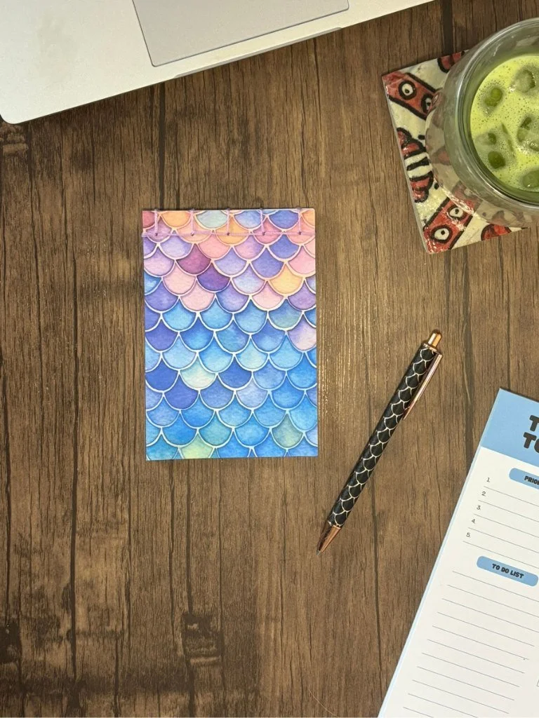 Handmade Rainbow Dragon Scale A6 Notebook With Dot Grid Pages