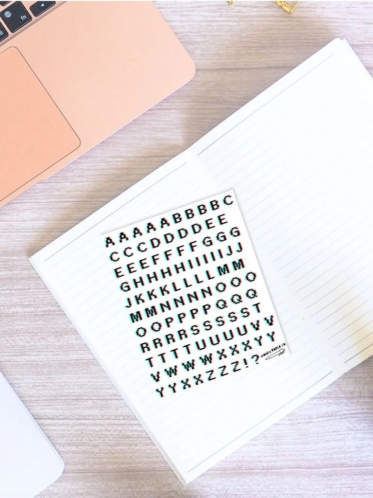 Retro Pixel Font Letter Stickers - Pixelated Alphabet Sticker Sheet