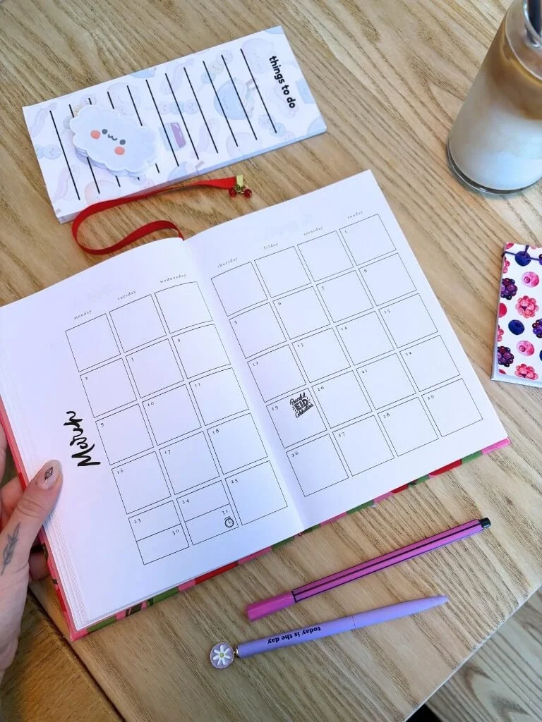 Handmade Pink & Green Stripes And Cherries 2026 Diary With Weekly And Monthly View