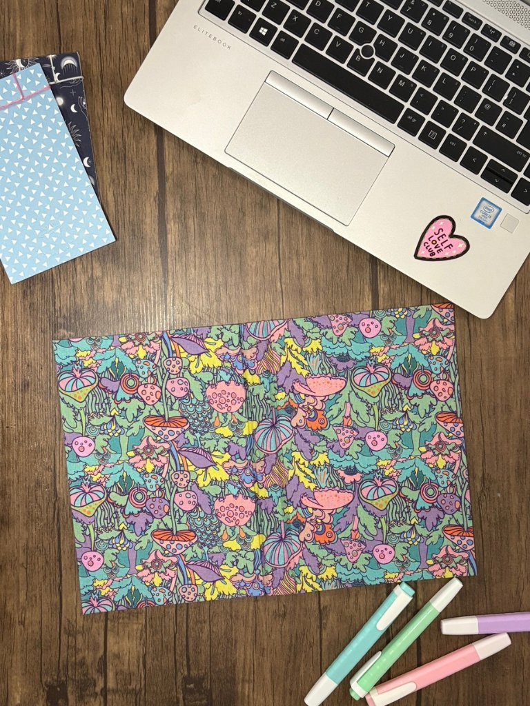Psychedelic Shrooms Hardcover Notebook With Funky Pastel Design