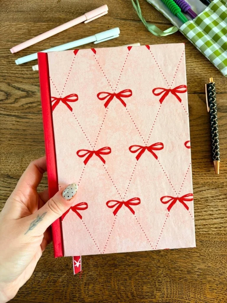 Pink And Red Coquette Notebook - Handmade A5 Hardcover Journal