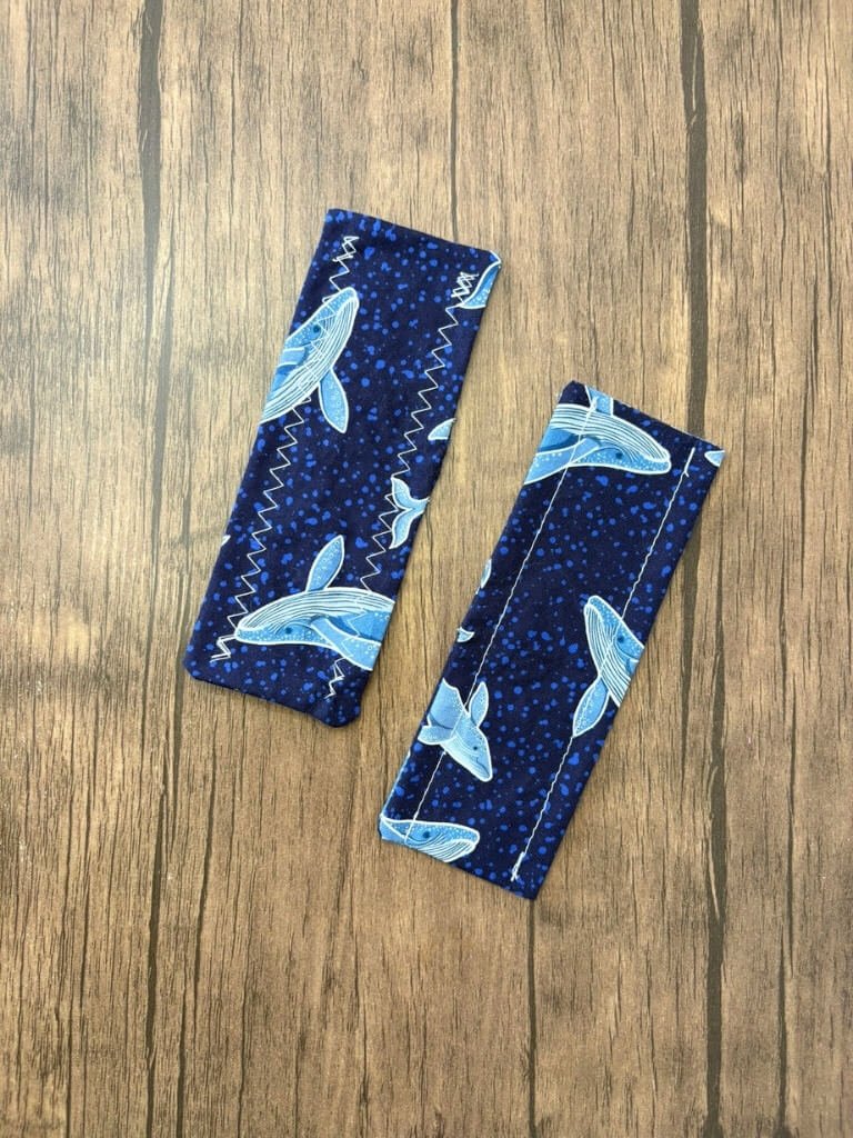 Handmade Blue Fabric Bookmark With Whales - Double Sided Ocean Bookmark