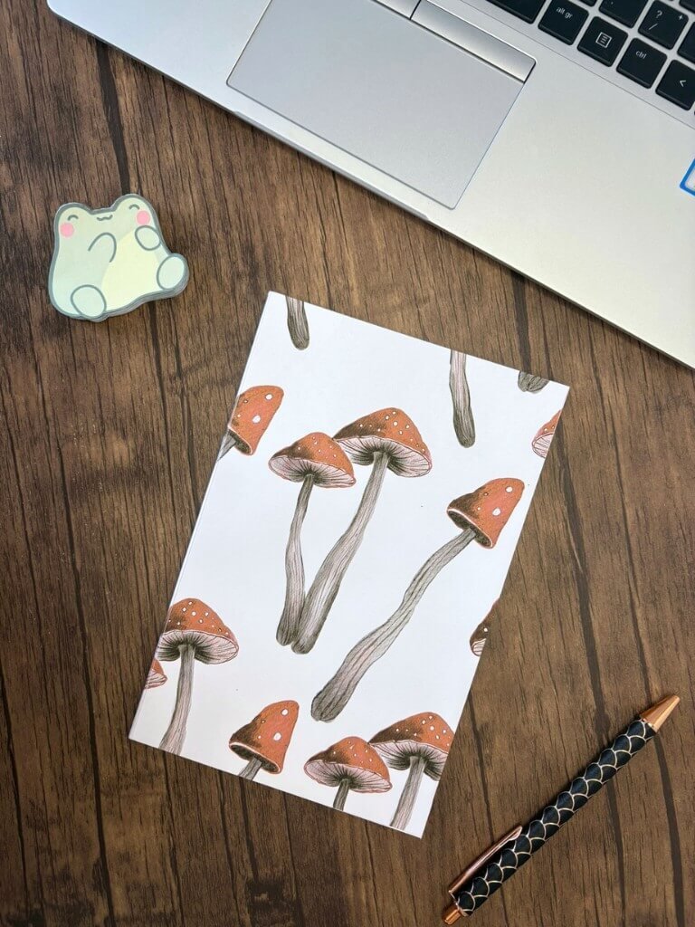 Handmade A5 Mushroom Notebook | Softcover Bullet Journal With Mushroom Cover