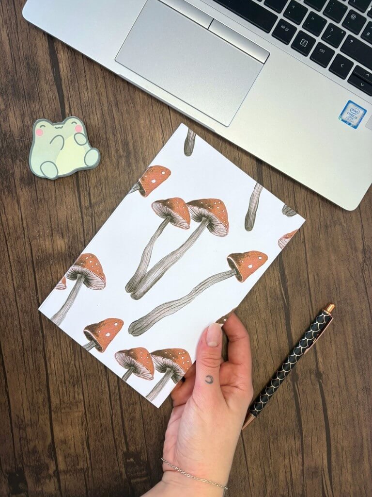 Handmade A5 Mushroom Notebook | Softcover Bullet Journal With Mushroom Cover