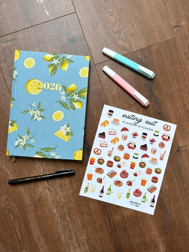Eating Out Planner Stickers - Food Themed Calendar Sticker Sheet