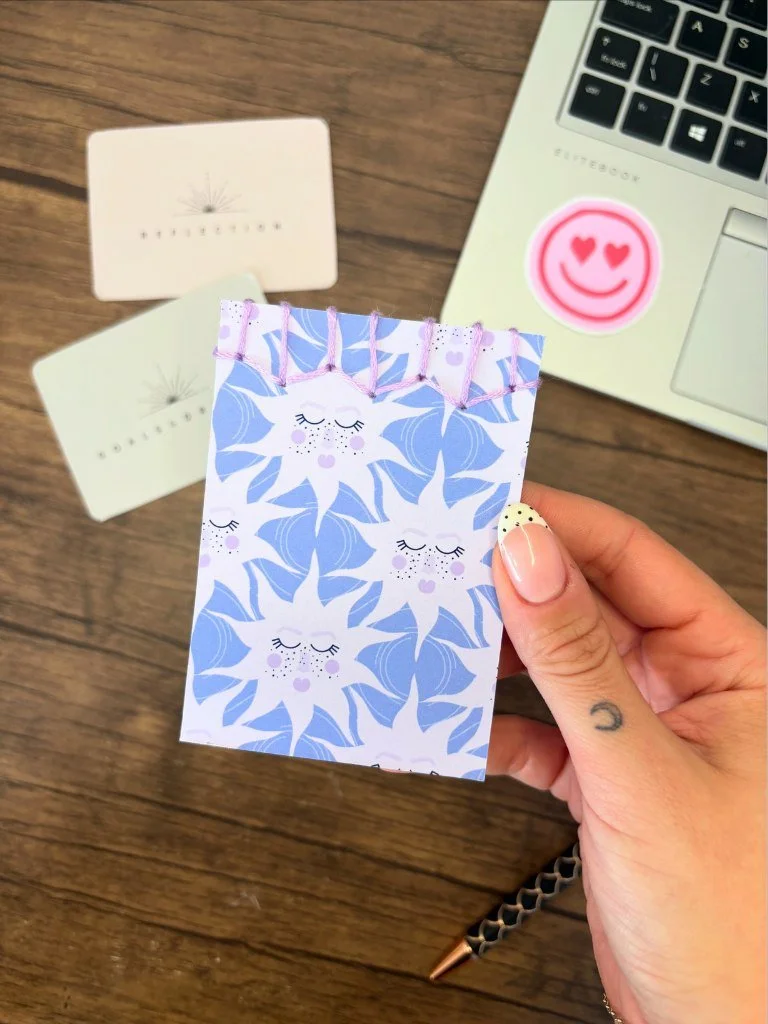 Pastel Smiling Sun Mini Handmade Notebook