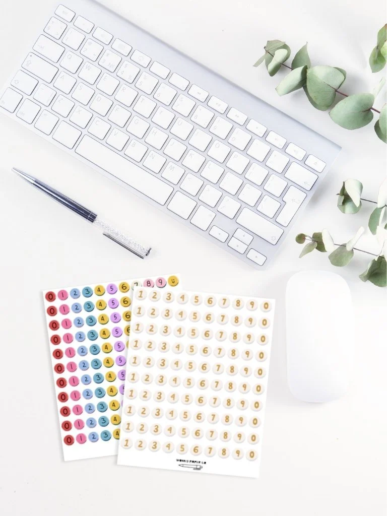 Friendship bracelet bead sticker sheet - number stickers for journaling