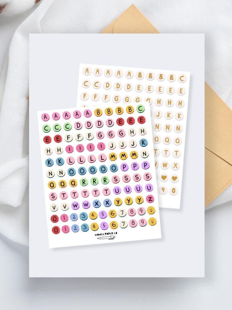 Friendship Bracelet Letter Stickers - Alphabet Bead Sticker Sheet