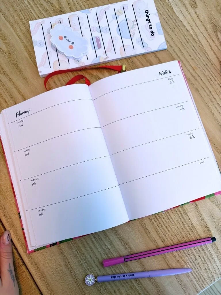Handmade Pink & Green Stripes And Cherries 2026 Diary With Weekly And Monthly View