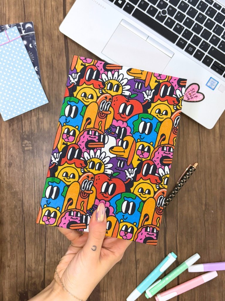 Handmade Hardcover Notebook With Cool Mascot Cartoon Characters