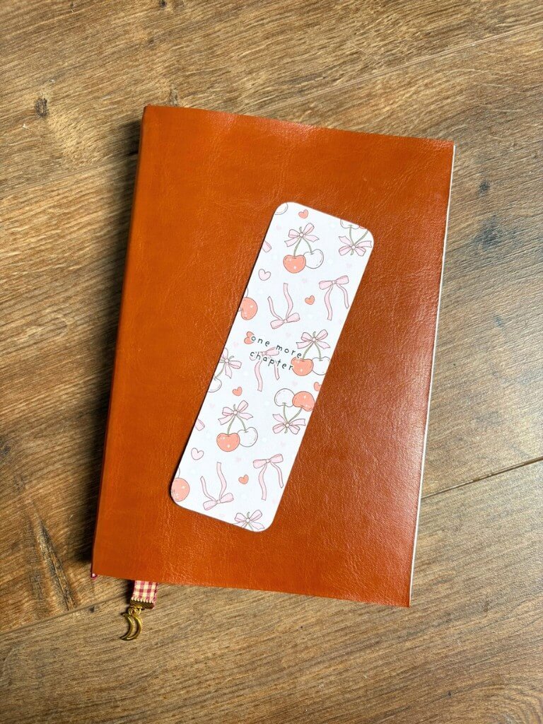 Just One More Chapter - Pink Bow And Cherry Handmade Double Sided Bookmark
