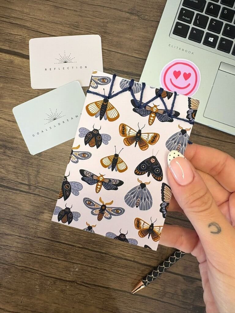 Handmade Mini Moth Notebook - Cute Handmade Insect Art Journal
