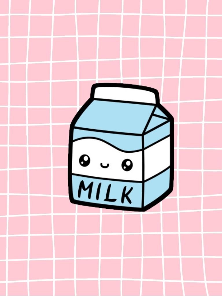 Blue & White Kawaii Milk Carton With Smiley Face