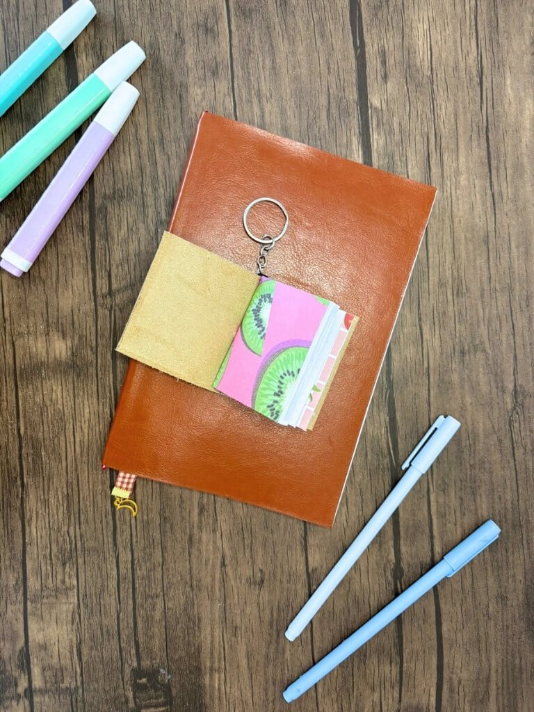 Handmade Mini Tan Leather Travelers Notebook Keyring With Dot Grid Notebooks