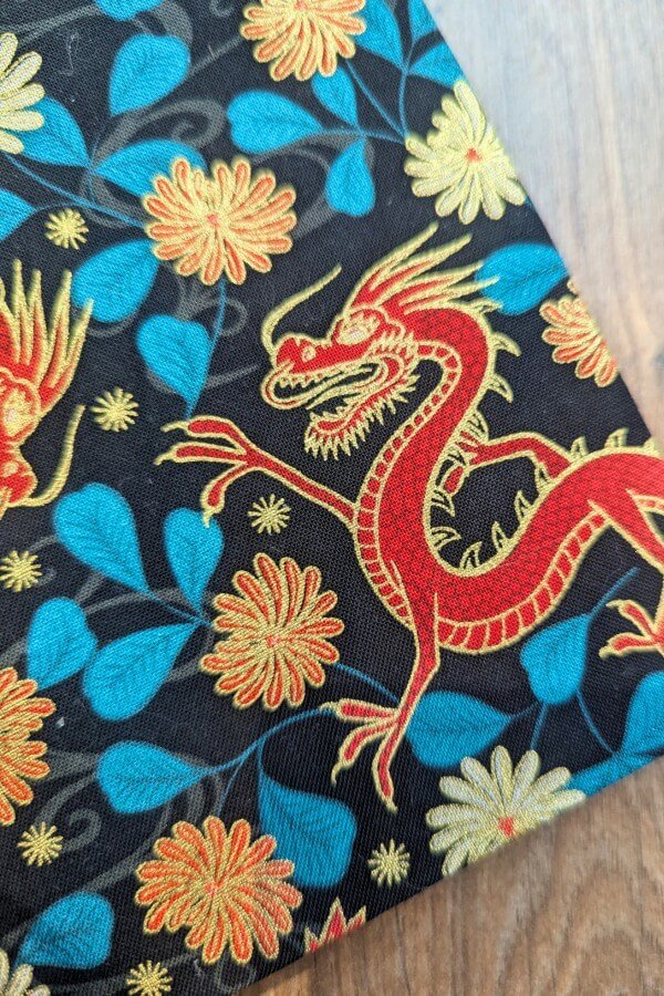 Handmade Hardcover Notebook In Black With Red And Gold Dragons