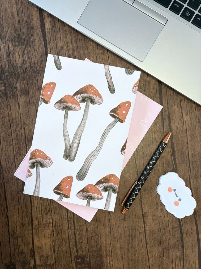 Handmade A5 Mushroom Notebook | Softcover Bullet Journal With Mushroom Cover
