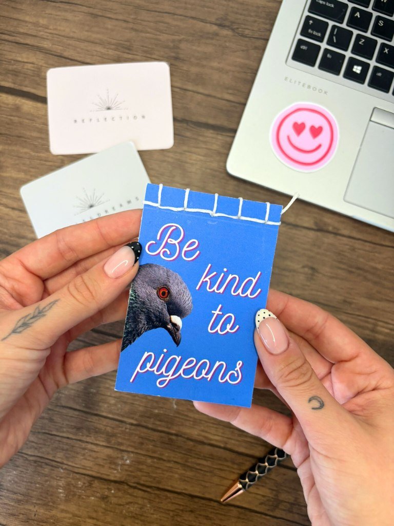 Be Kind To Pigeons Handmade Mini Notebook