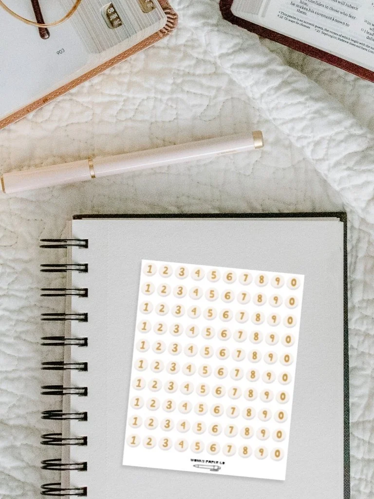 Friendship bracelet bead sticker sheet - number stickers for journaling